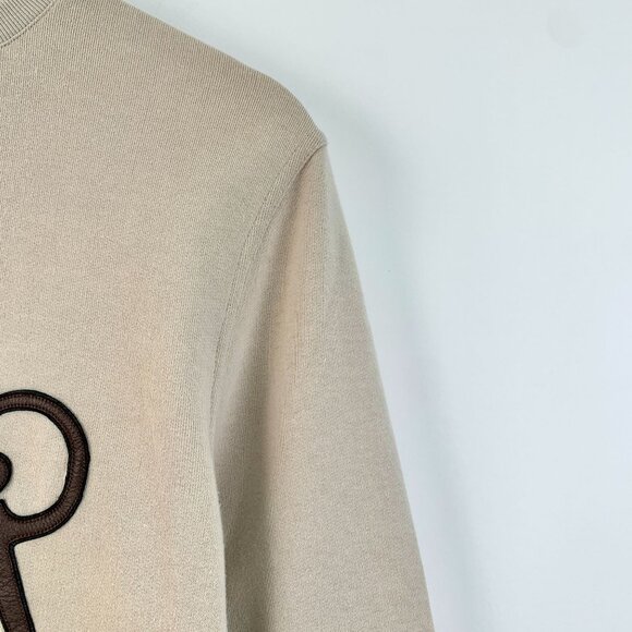 Hermes XS Khaki Horseshoe Buckle Patchwork Long-Sleeved Sweatshirt 100% Cotton R - Picture 7 of 7
